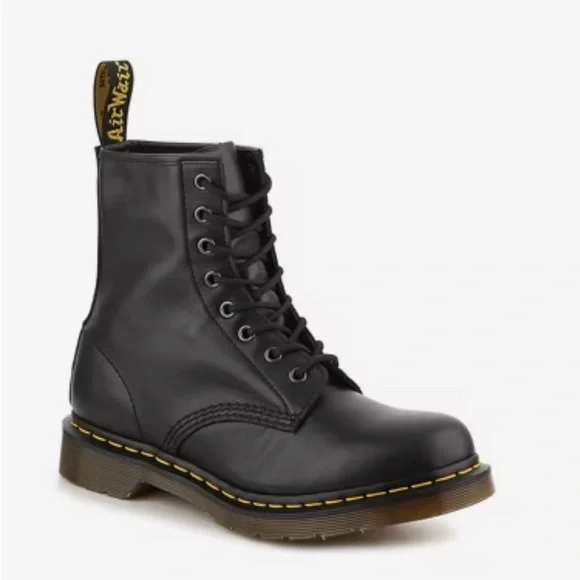 Dr. Martens Black Leather Boots with Yellow Stitching - Picture 2 of 7